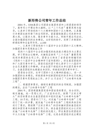 新形势公司青年工作总结