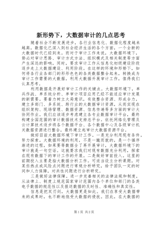 新形势下，大数据审计的几点思考