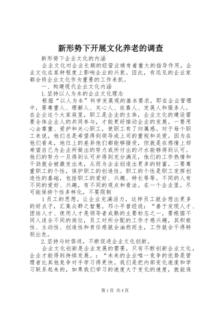 新形势下开展文化养老的调查