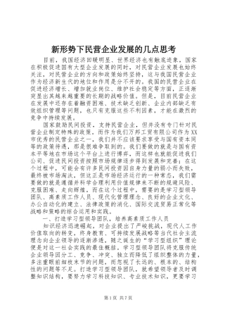 新形势下民营企业发展的几点思考