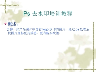 Ps去水印培训教程