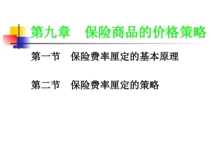 保险商品的价格策略