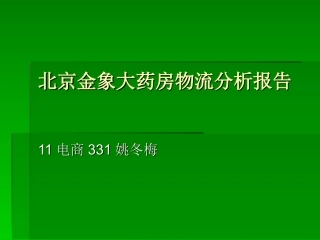 北京金象大药房物流分析报告