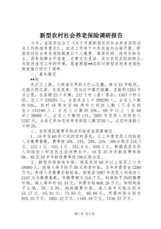新型农村社会养老保险调研报告
