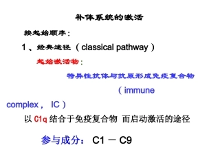补体系统的激活