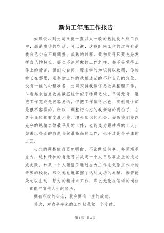 新员工年底工作报告