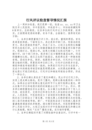 行风评议检查督导情况汇报