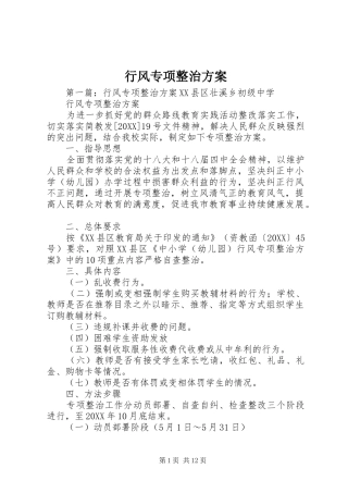行风专项整治方案