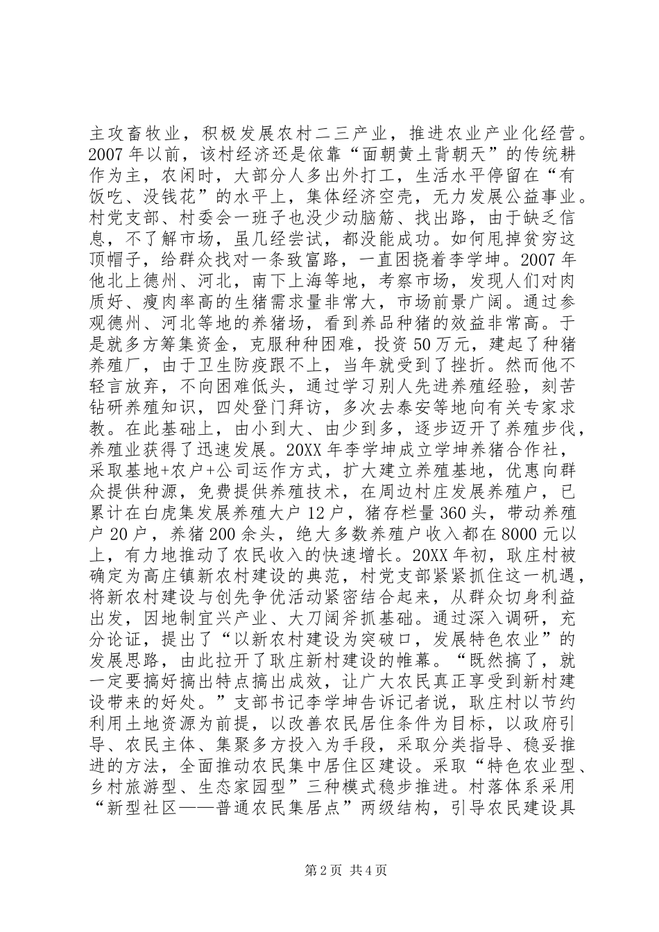 行政村支部书记典型材料_第2页