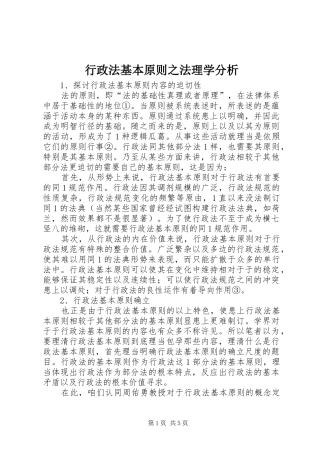 行政法基本原则之法理学分析