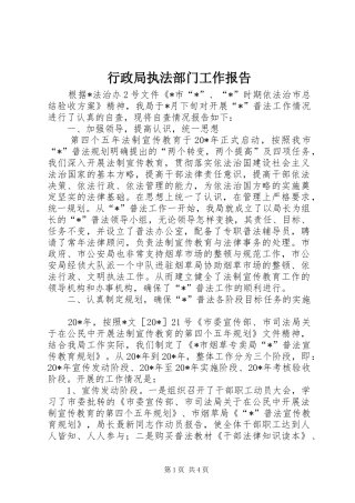 行政局执法部门工作报告