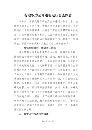 行政权力公开透明运行自查报告