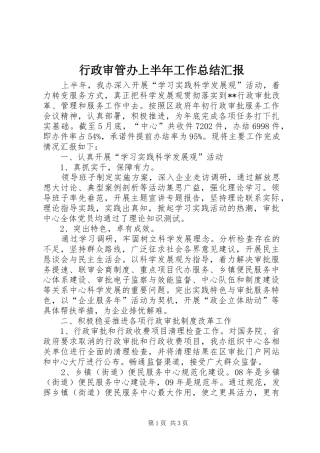 行政审管办上半年工作总结汇报