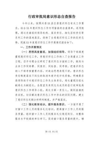 行政审批局意识形态自查报告