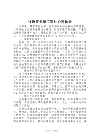 行政事业单位审计心得体会