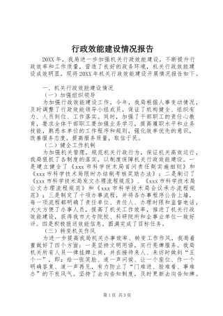 行政效能建设情况报告