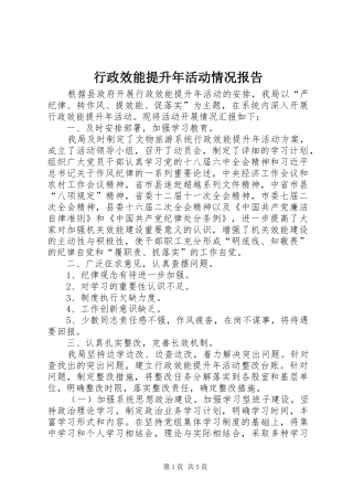 行政效能提升年活动情况报告