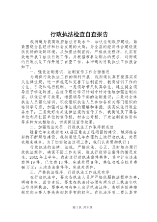 行政执法检查自查报告