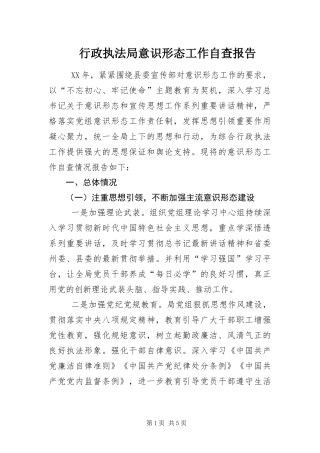 行政执法局意识形态工作自查报告