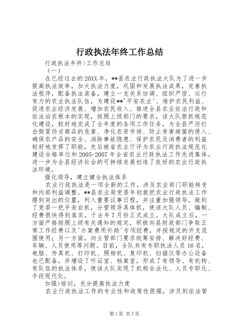 行政执法年终工作总结_第1页