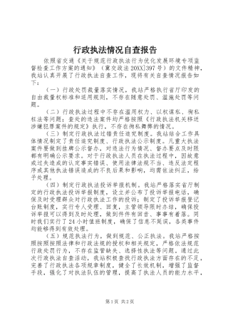行政执法情况自查报告
