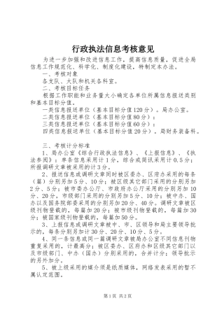 行政执法信息考核意见