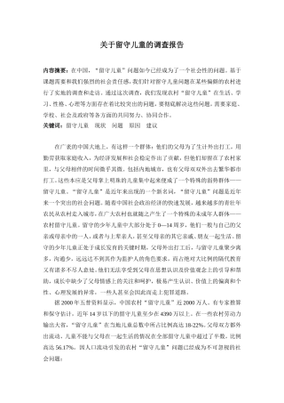 关于留守儿童的调查报告(同名5041)