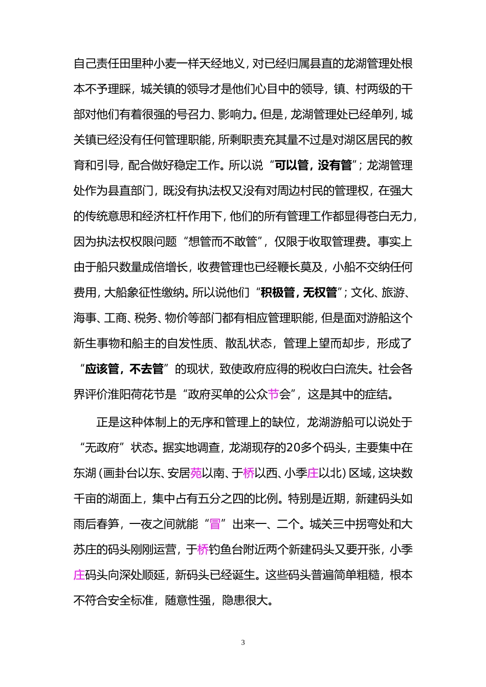 关于龙湖游船运行现状的调查报告_第3页