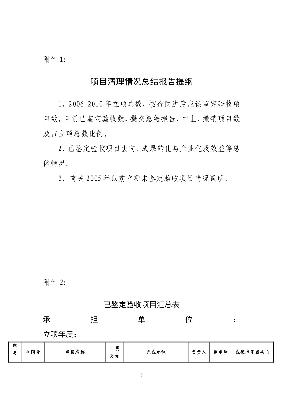 关于对“十一五”期间科技计划项目进行清理和总结的通知_第3页