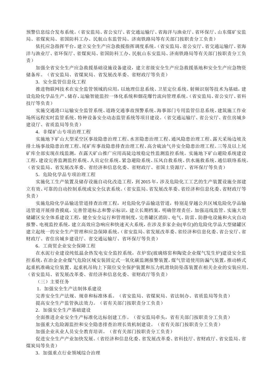 关于落实山东省“十二五”安全生产规划主要目标和任务工作分工的通知(鲁安发[2012]13号)_第2页