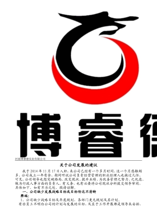 关于对公司发展状况的几点分析建议