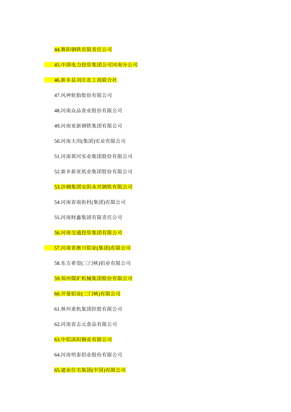 关于公布河南省2012年度百强和百高企业_第3页