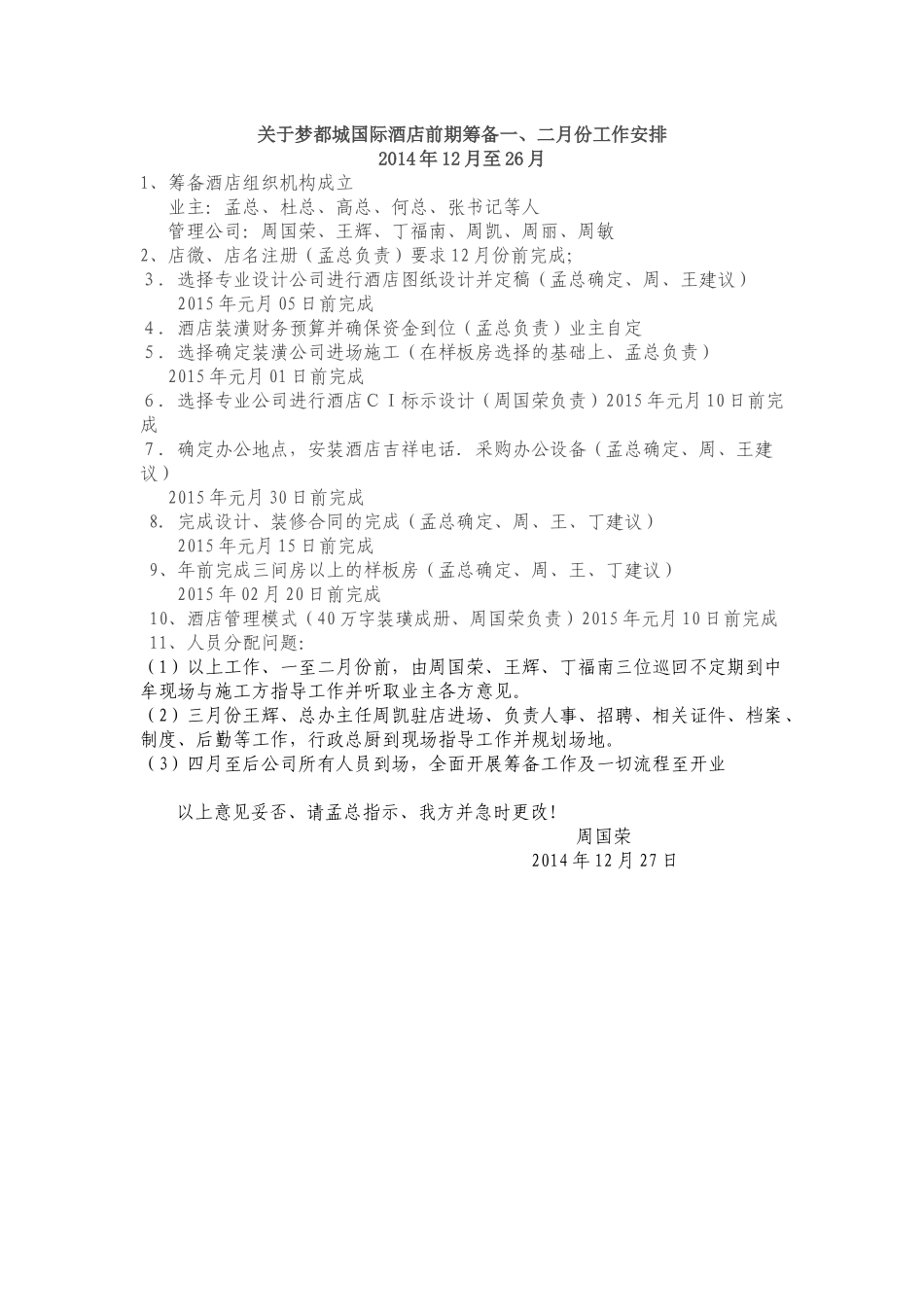 关于梦都城国际酒店前期筹备_第1页