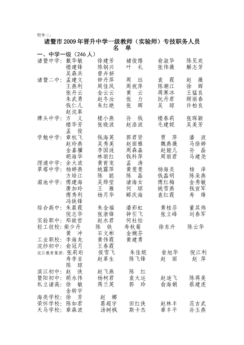 关于对诸暨市2009年教师系列中级类职称和高级类职称的评审对象资_第3页