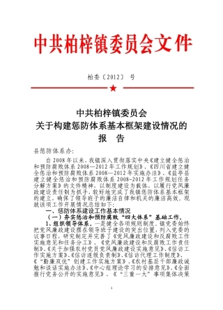 关于构建2008-2012年惩防体系框架建设的报告