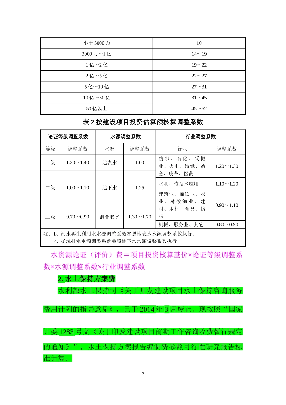 关于建设项目水影响评价报告编制费计列的说明(2016.6.1起执行)_第3页
