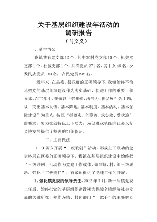 关于基层组织建设年活动的调研报告2