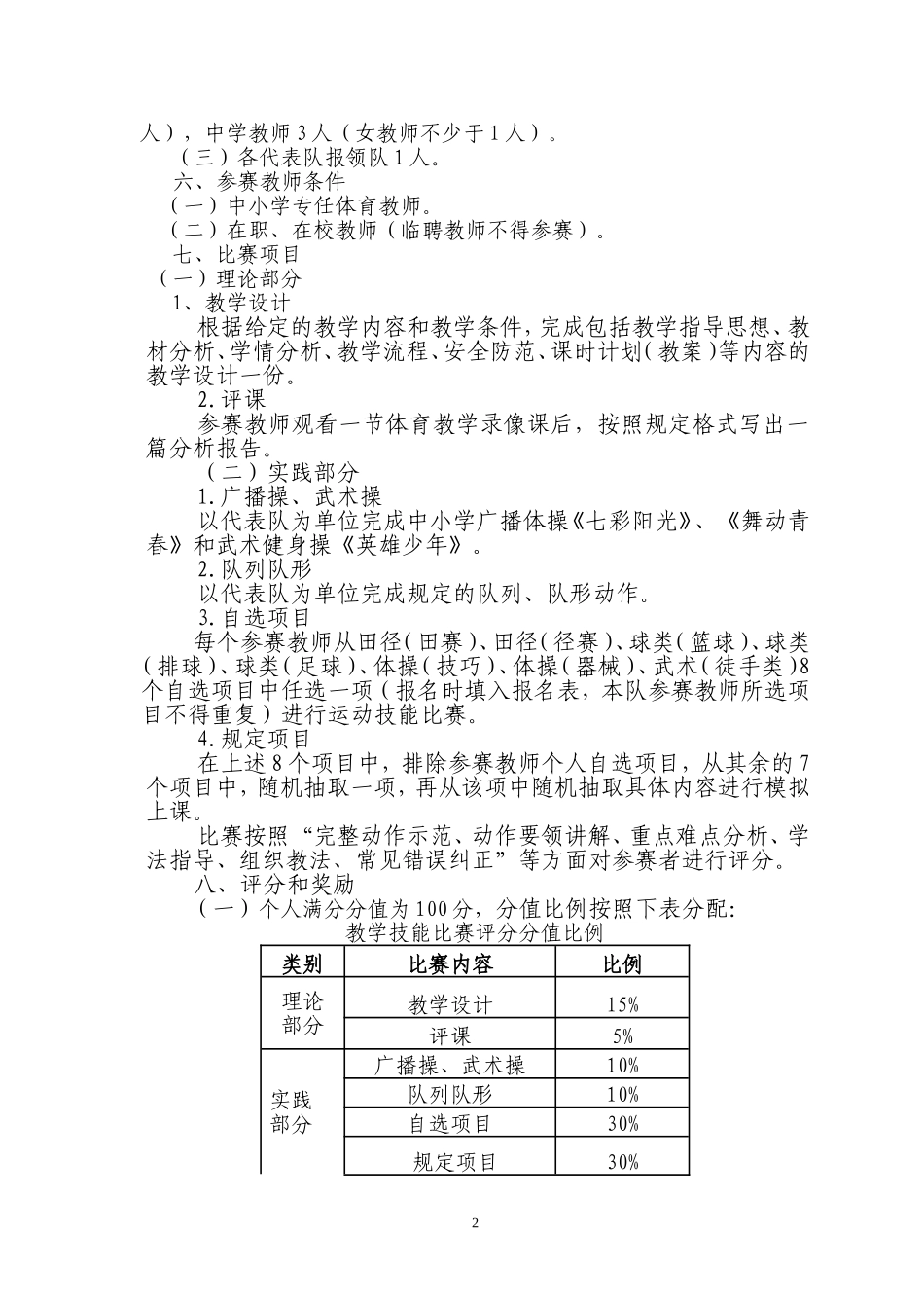 关于举办第四届全区中小学体育教师教学技能比赛暨第二届_第2页