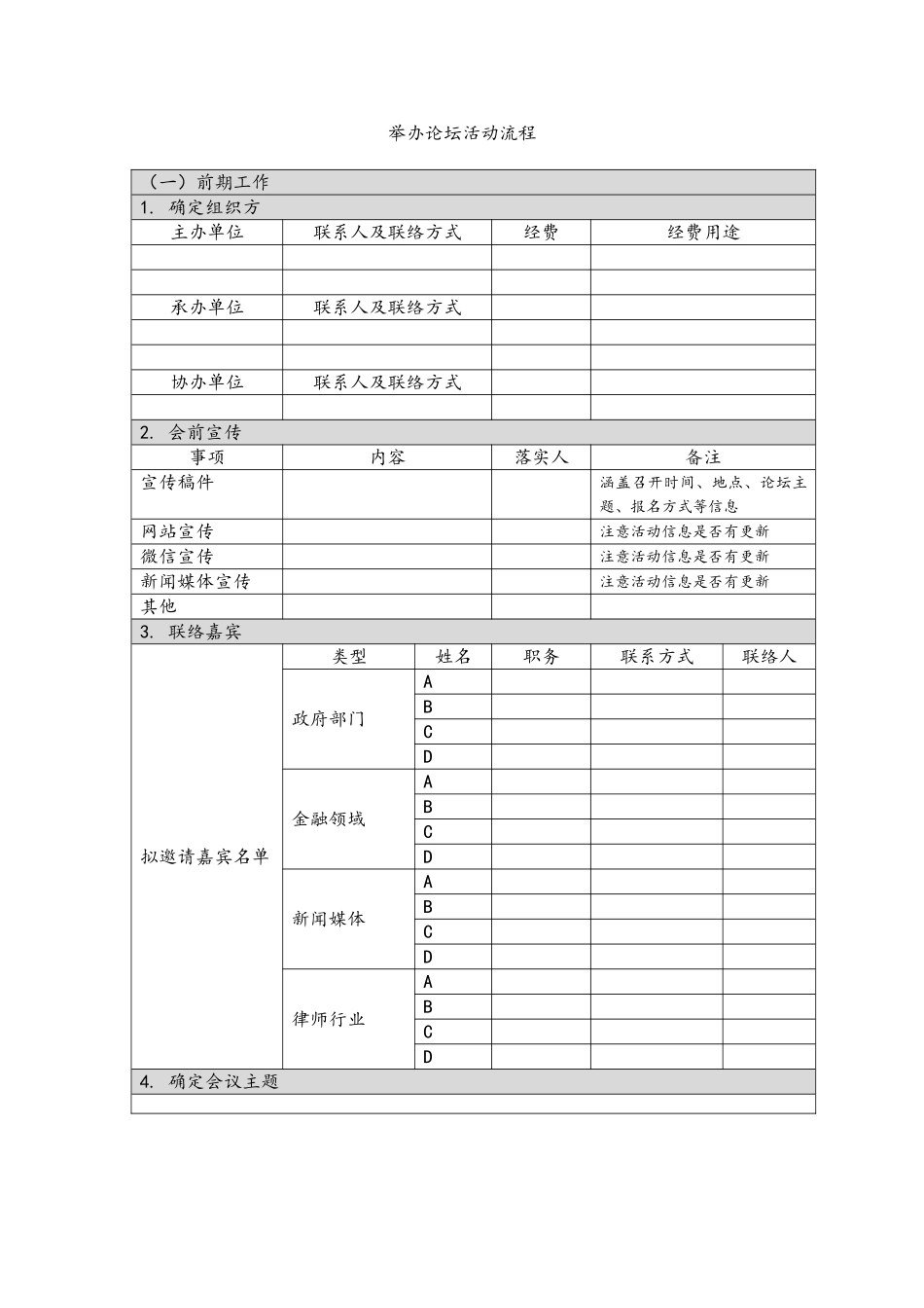关于举办论坛活动的全套详细流程_第1页
