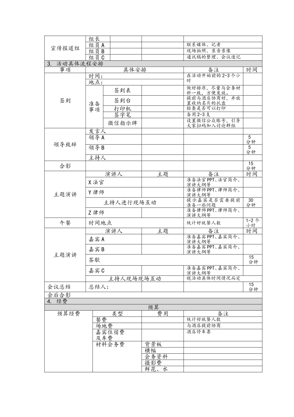 关于举办论坛活动的全套详细流程_第3页