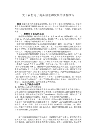 关于农村电子商务前景和发展的调查报告