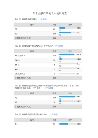 关于金融产品的个人使用调查问卷