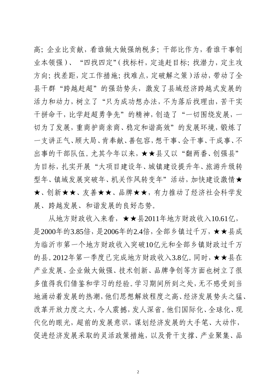 关于赴★★县挂职学习考察情况的报告_第2页