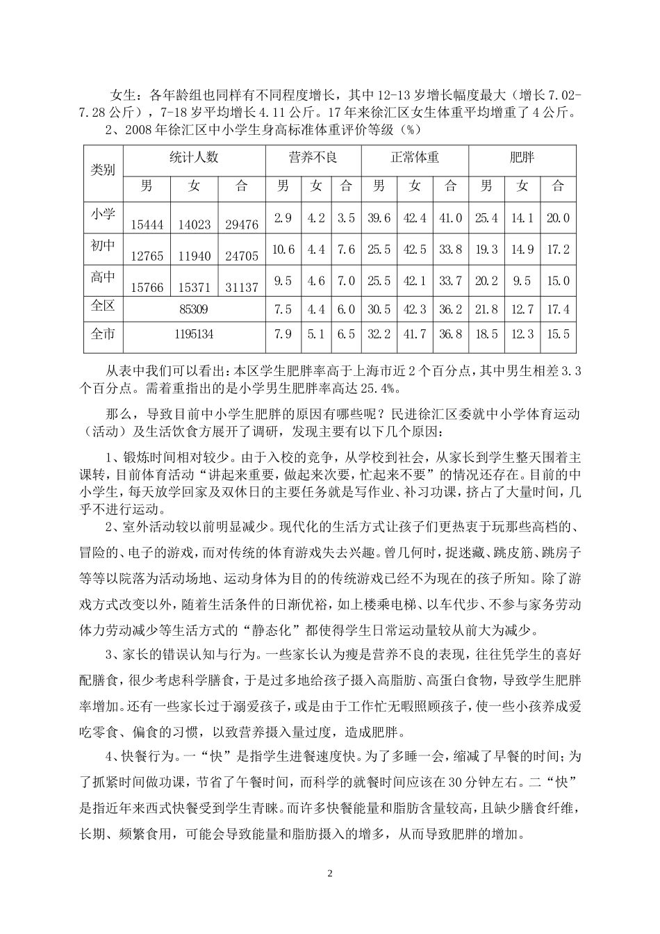 关于改进我区中小学生肥胖体质的思考和建议_第2页