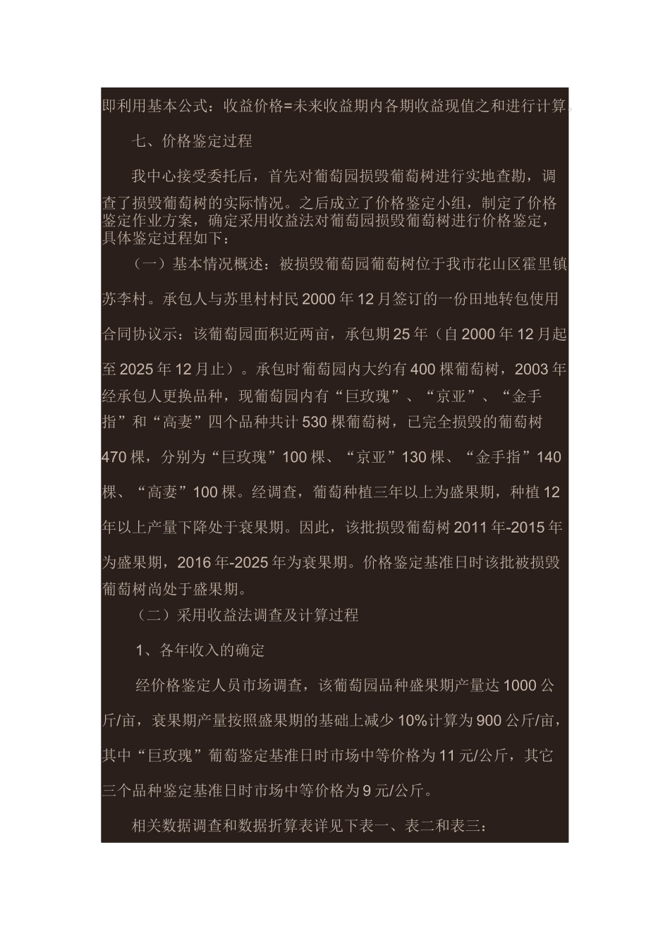 关于葡萄园部分葡萄树损毁价格鉴定案例分析_第3页