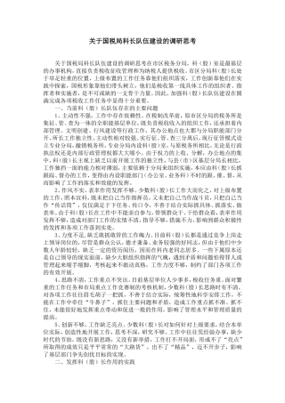 关于国税局科长队伍建设的调研思考-精选模板