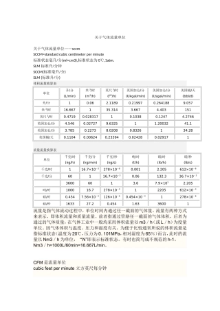 关于气体流量单位