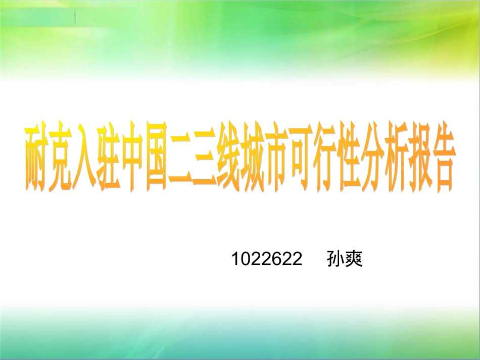 耐克可行性分析1022622孙爽_第1页