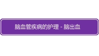 脑血管疾病的护理脑出血