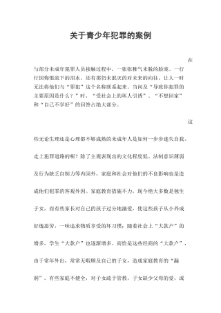 关于青少年犯罪的案例